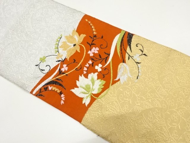 JAPANESEKIMONO / ANTIQUE FLORAL PATTERN WOVEN NAGOYA OBI (WEARABLE)